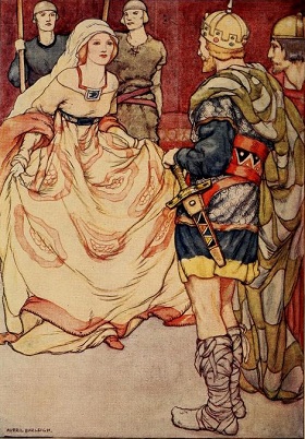 Lady Macbeth meets King Duncan. From The Booklovers Edition, 1901.